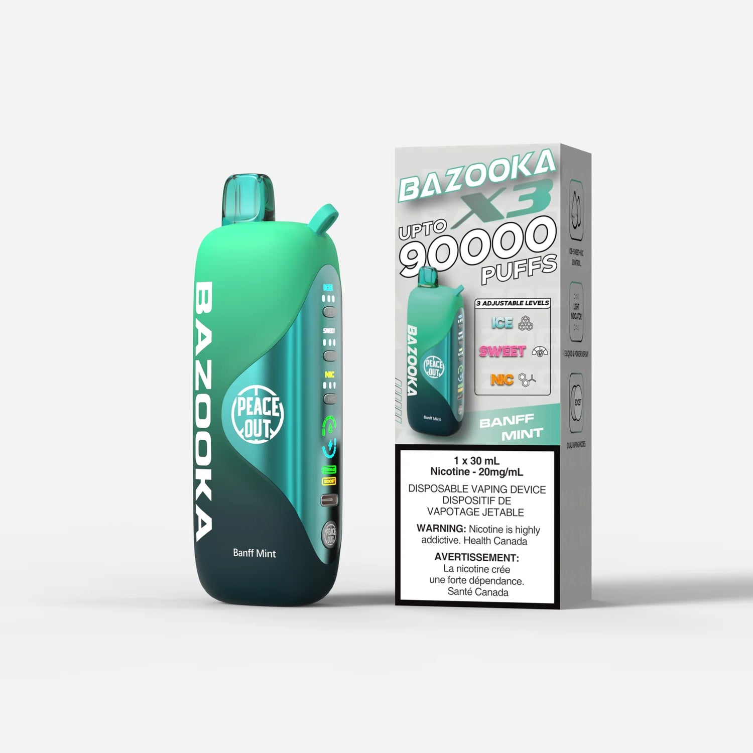 Bazooka Disposable Vape X3 - 90000 Puffs - Synthetic - Adjustable Nic levels