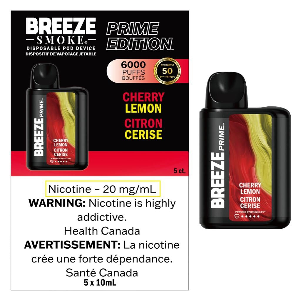 Breeze Prime Disposable Vape 6000 Cherry Lemon Quality Vapes