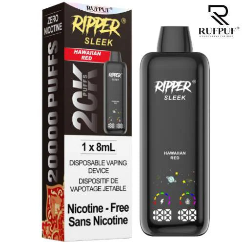 RUFPUF Ripper Sleek Hawaiian Red nicotine-free disposable vape 8mL device