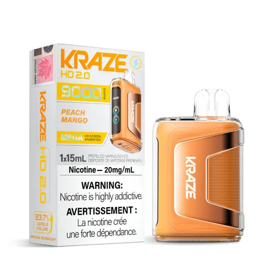 Kraze HD 2.0 9000 Puffs Disposable Vape Peach Mango