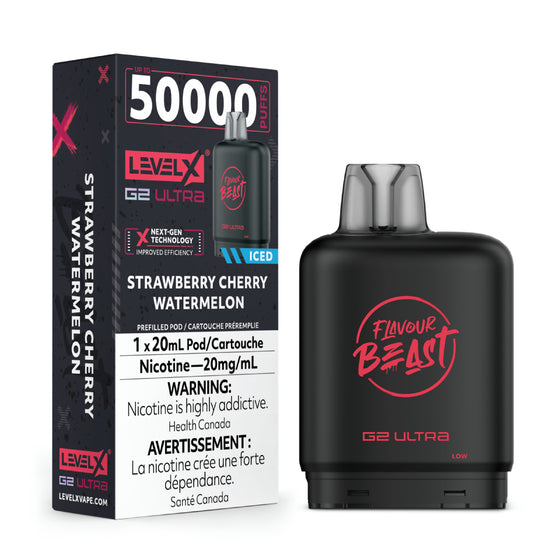 Strawberry Cherry Watermelon Iced - Flavour Beast Level X G2 Ultra 50K Vape Pod