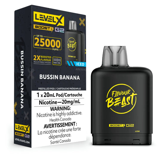 Level X Flavour Beast Boost Pod 20mL - Bussin Banana Iced