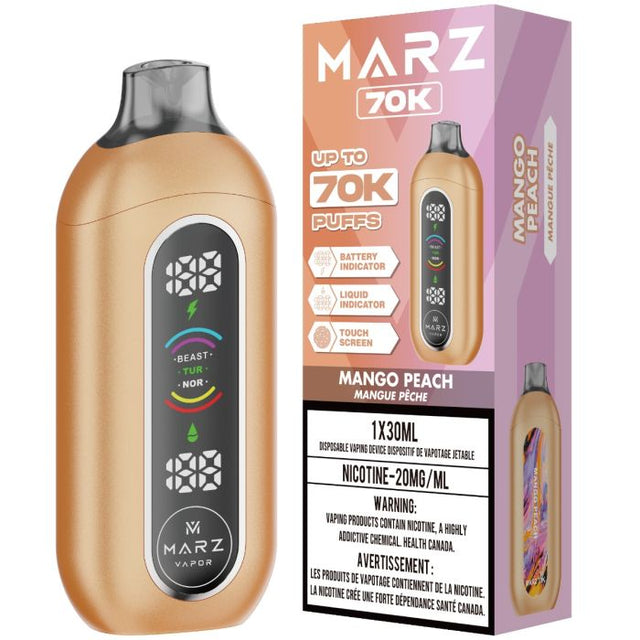 Mango Peach - 70000 puffs - 20mg/ml nicotine strength - 30ml e-juice - Marz 70K Disposable Vape