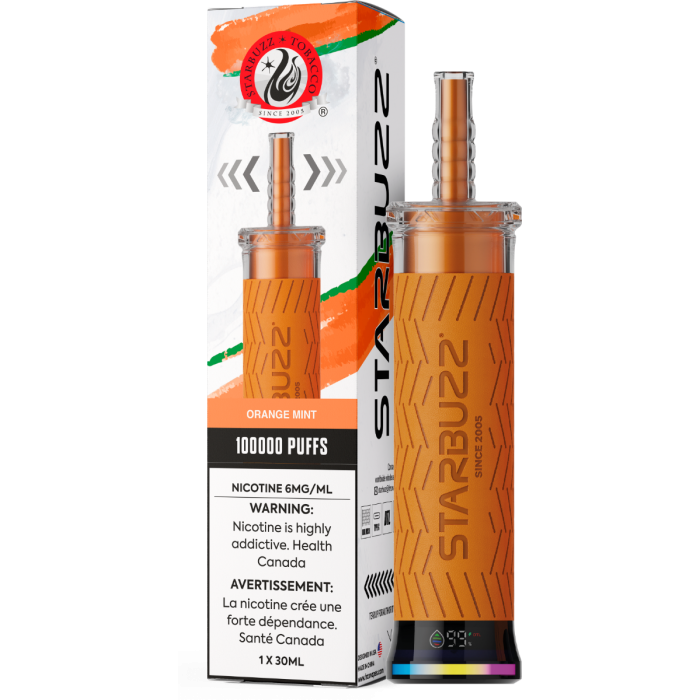 Starbuzz E-Hose 100K Disposable Vape – Orange Mint flavour 6mg 30mL