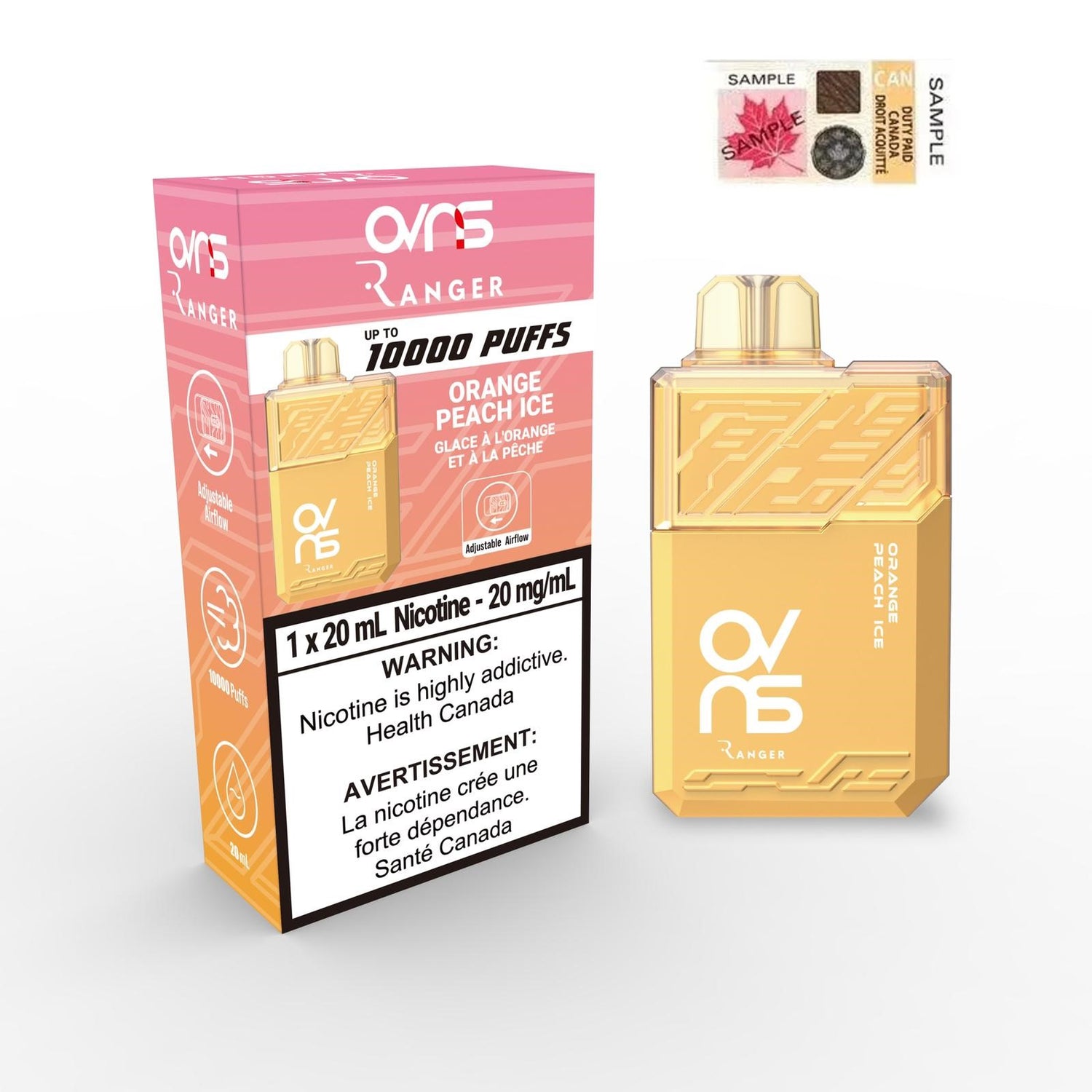OVNS RANGER 10000 PUFFS - ORANGE PEACH ICE