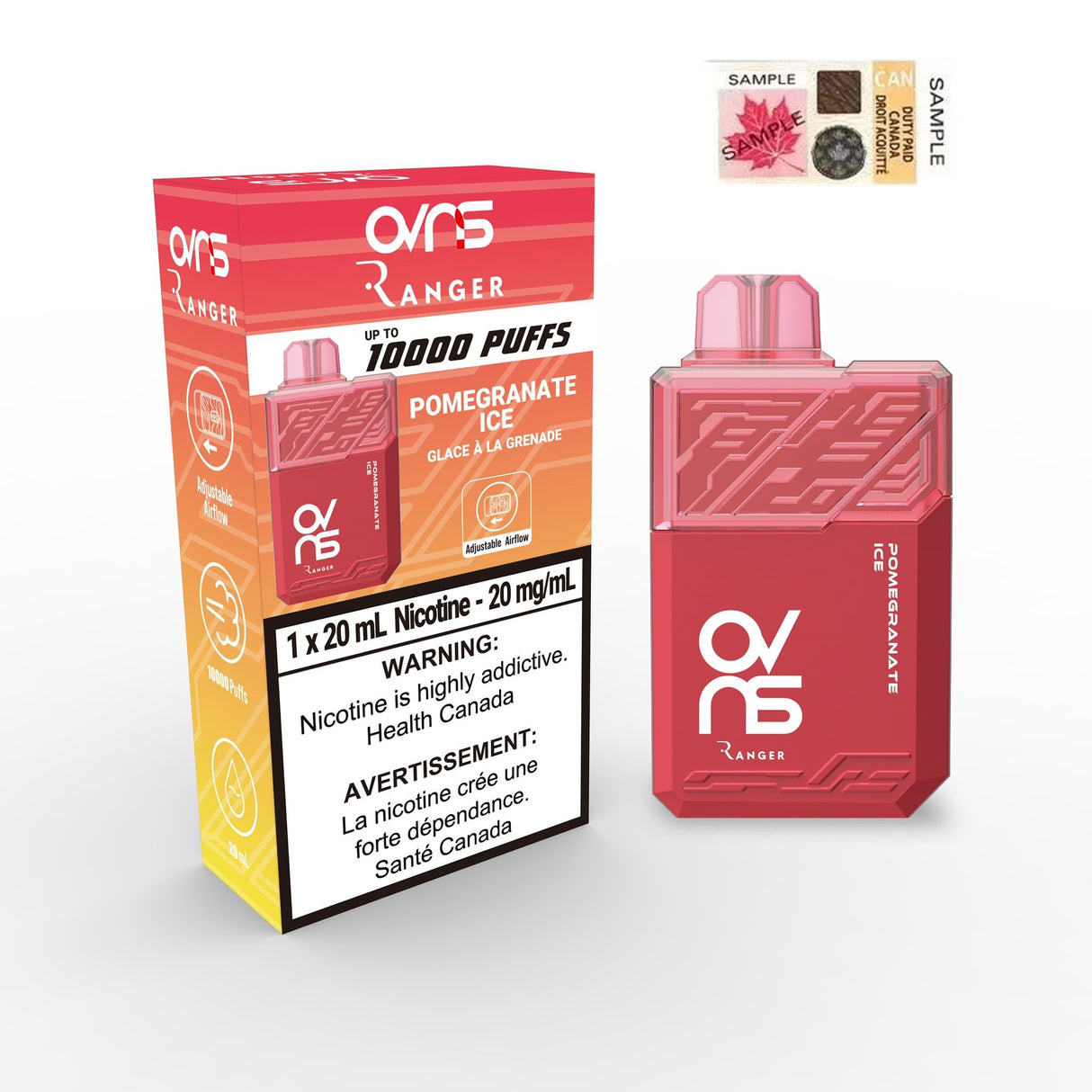 OVNS RANGER 10000 PUFFS - POMEGRANATE ICE