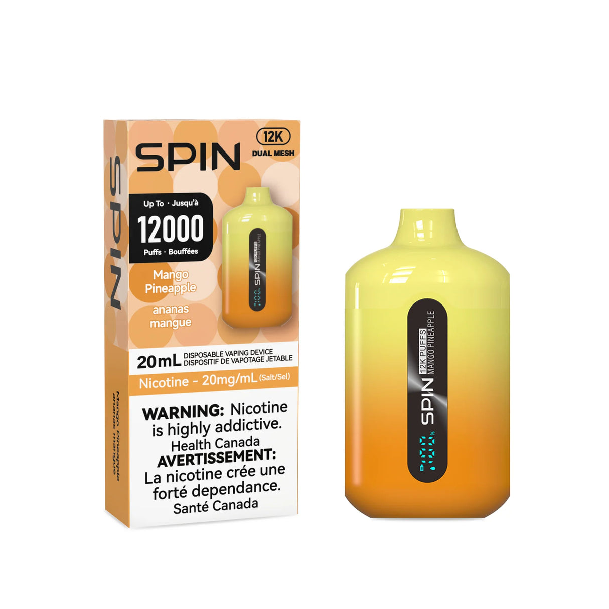 Mango Pineapple Flavor - SPIN Vape 12k Disposable Vape 12000 Puffs