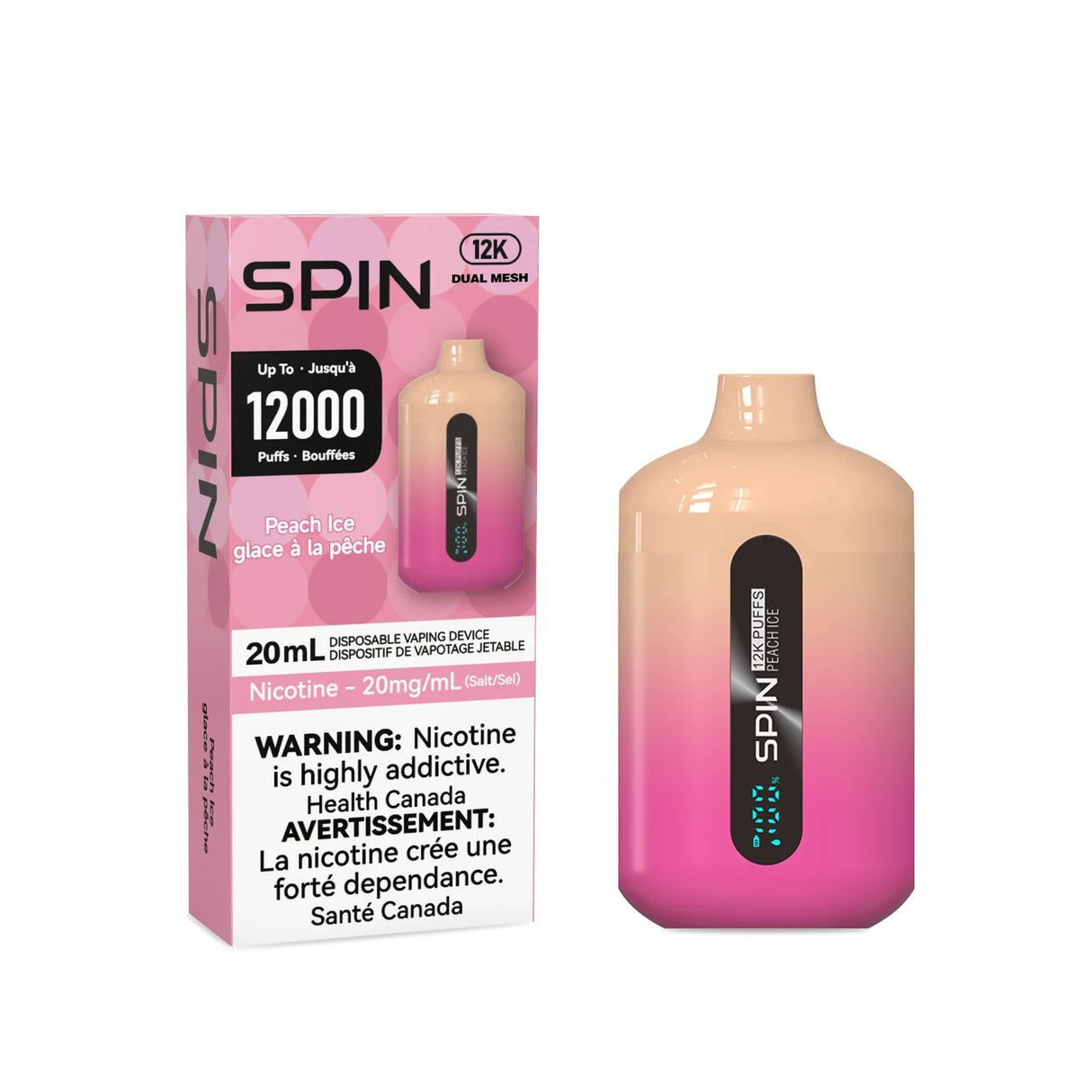 Peach Ice - SPIN Vape 12k Disposable Vape 12000 Puffs
