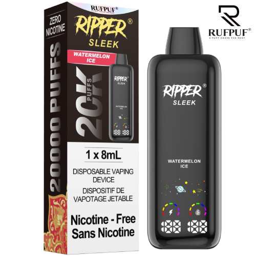 RUFPUF Ripper Sleek Watermelon Ice nicotine-free disposable vape 8mL device