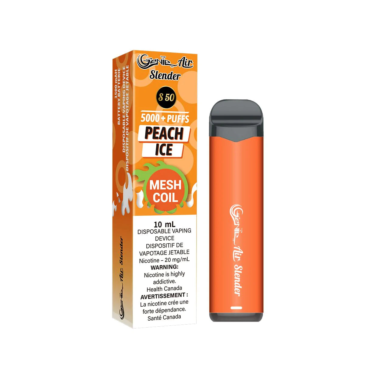 Peach Ice - Genie Air Slender 5000 Puffs-  Synthetic