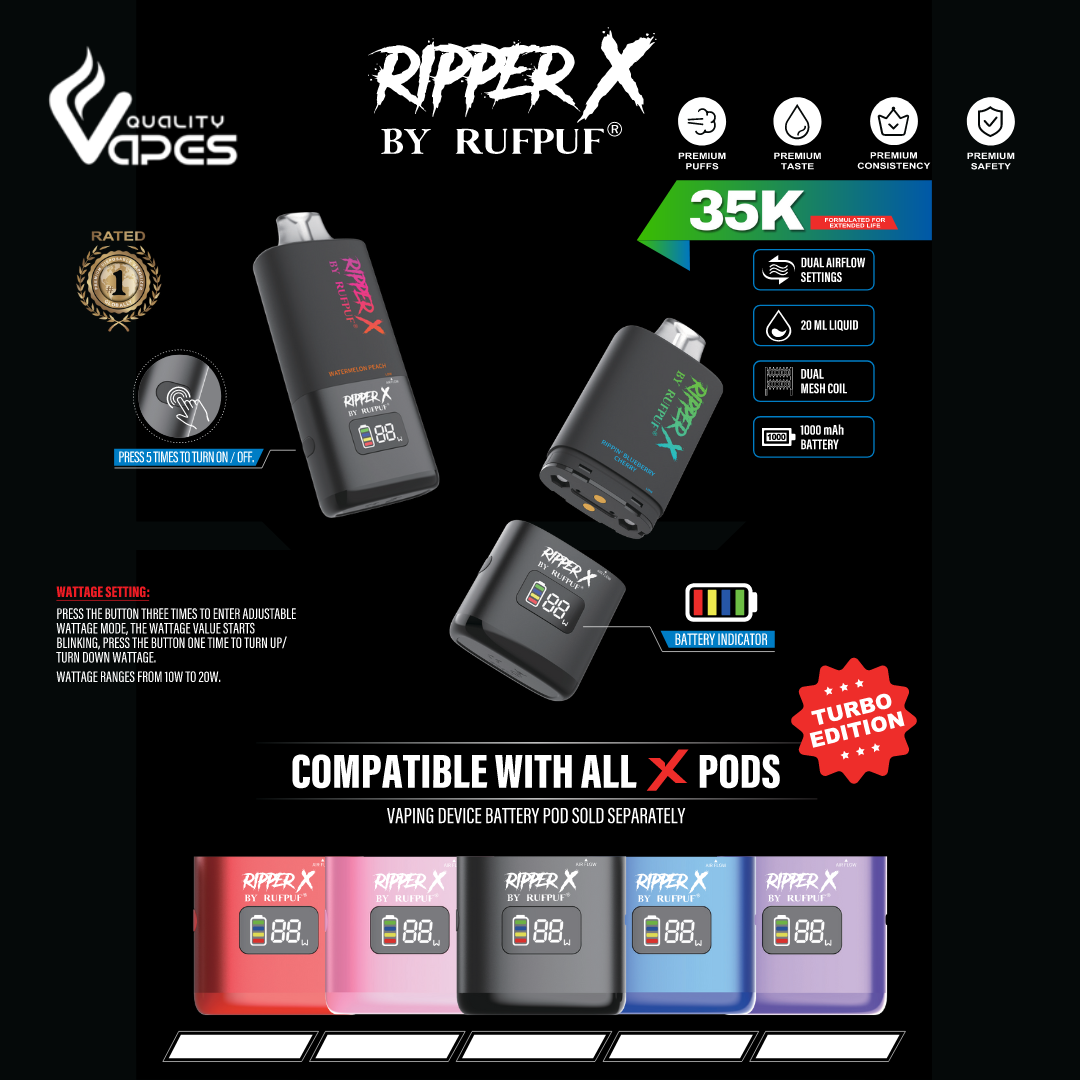 Ripper X Pods by RufPuf 35k Turbo Edition - 35000 Puffs – Quality Vapes