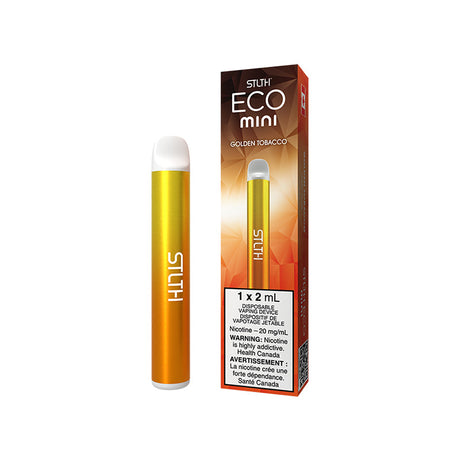 STLTH ECO MINI Disposable vape with 2mL prefilled e-liquid, 20mg nicotine strength, and 400mAh non-rechargeable battery