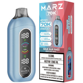 Sour Blue Razz - 70000 puffs - 20mg/ml nicotine strength - 30ml e-juice - Marz 70K Disposable Vape