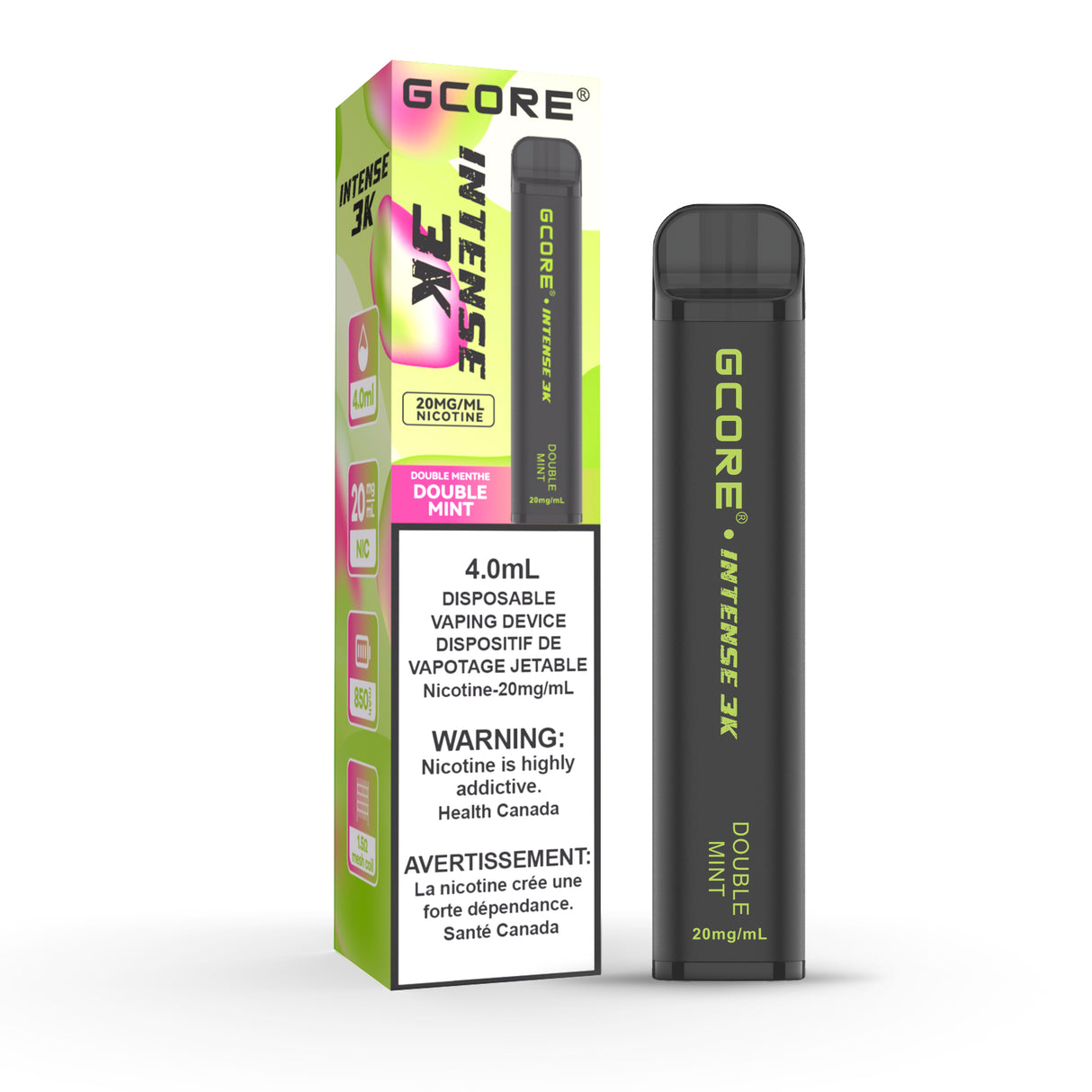 Double Mint GCORE INTENSE 3K Disposable Vape 3000 Puffs 20mg/mL