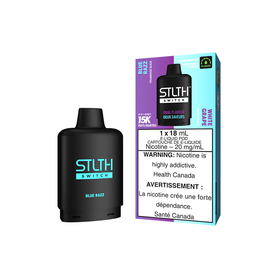 Blue Razz and White Grape - STLTH Switch Pod - 15K Puffs - Dual Flavour