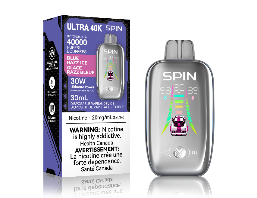 Spin Vape Ultra 40K Disposable Vape - Blue Razz Ice Flavor