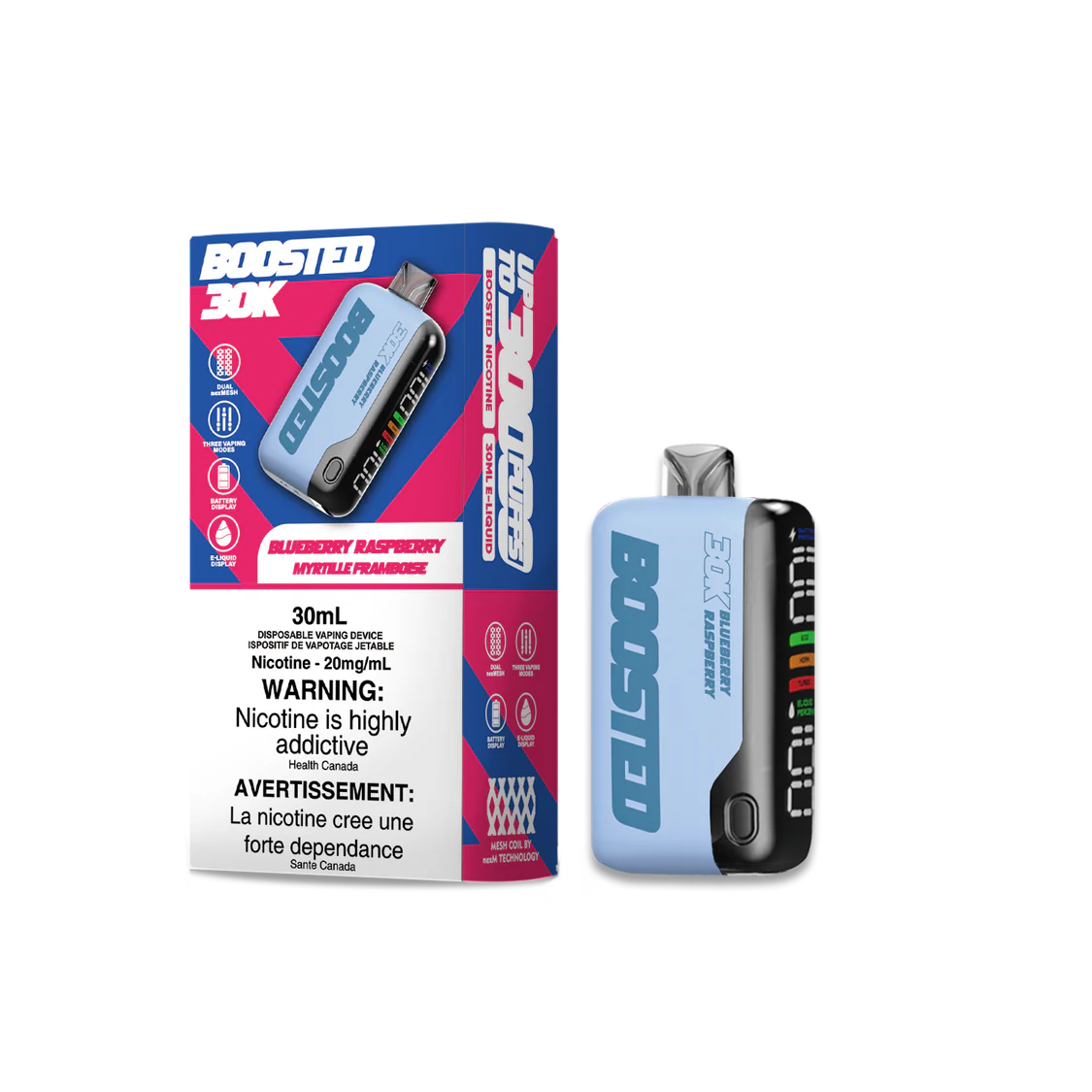 Blueberry Raspberry SYNTHETIC - BOOSTED 30K Disposable Vape – Quality Vapes