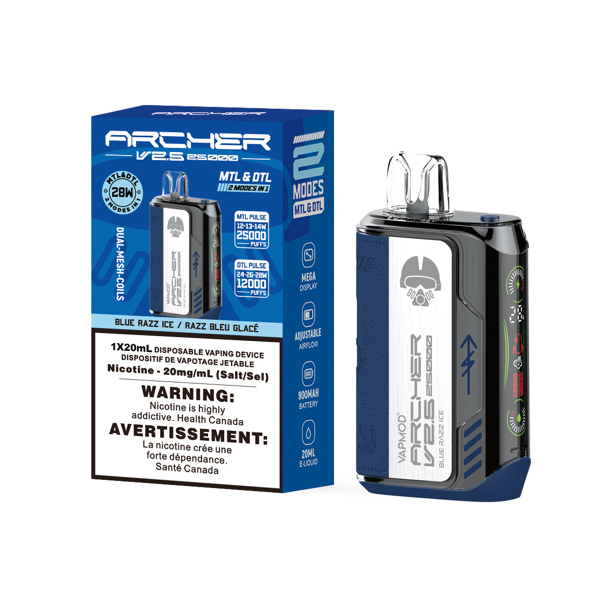 VAPMOD ARCHER VAPE 25K DISPOSABLE V2.5 - BLUE RAZZ ICE