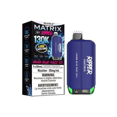 Bomb Blue Razz Ice Ripper Matrix 130K Disposable
