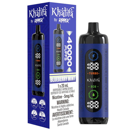 Khalifa Bar by Ripper Blueberry Mint flavour - premium hookah vape with 40,000 puffs