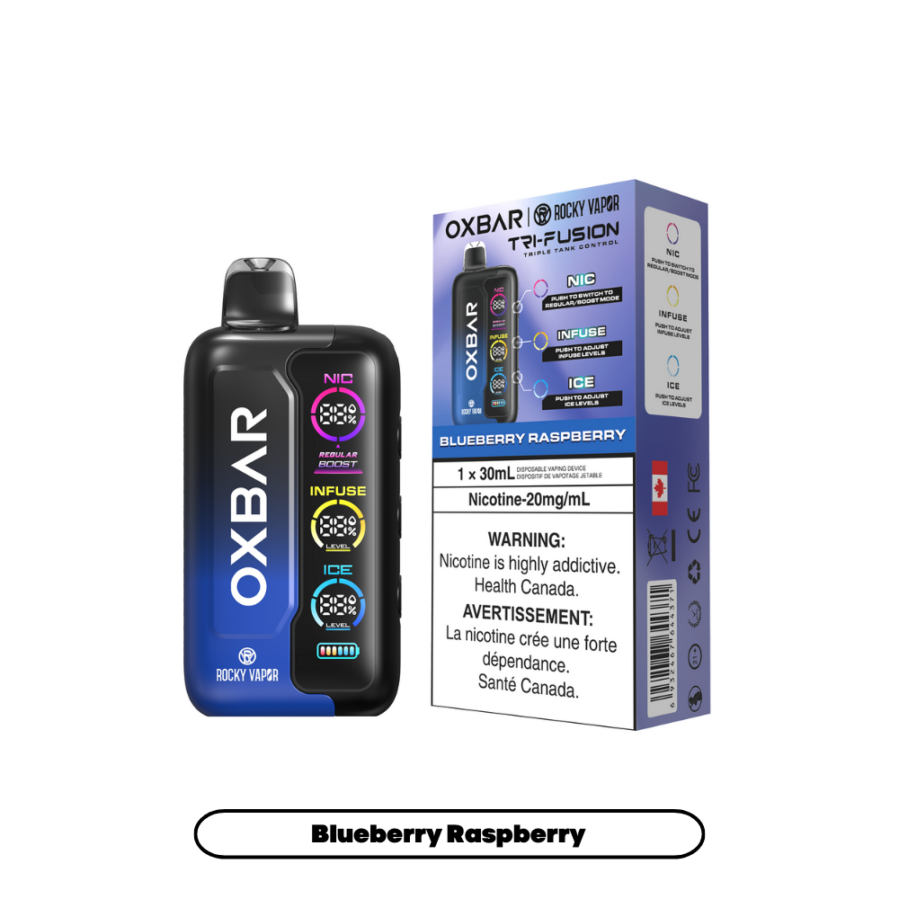 Oxbar Tri Fusion Disposable Vapes - Blueberry Raspberry 30ml