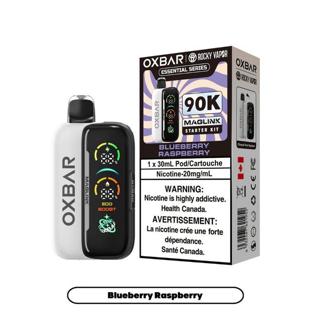 Oxbar x Rocky Vapor Maglink Blueberry Raspberry Disposable Vape – 90,000 puffs – Essential Series Hybrid Kit