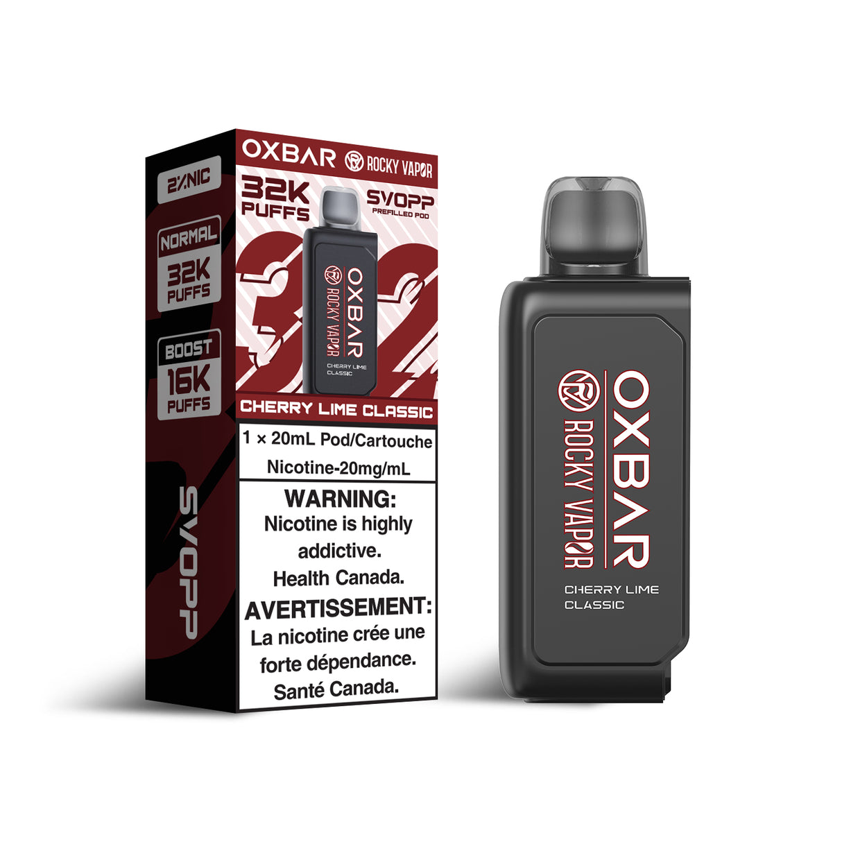 Oxbar Svopp Rocky Vapor 32K Pod - Cherry Lime Classic Flavor - 20ml, 20mg/ml Nicotine