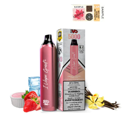 Icy Smooth Strawberry White - IVG Bar Max 5000 Puffs Disposable Vape