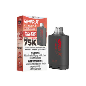 Ripper X 75k by Ruff puff vape device and packaging on a white background