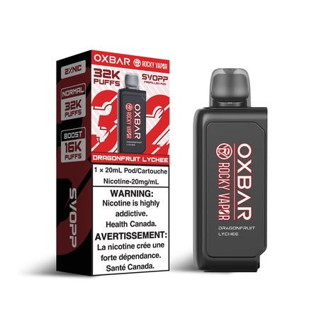 Oxbar Svopp Rocky Vapor 32K Pod - Dragonfruit Lychee Flavor - 20ml, 20mg/ml Nicotine