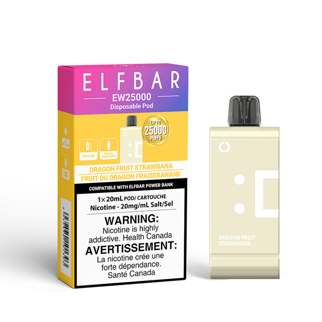 Elfbar EW 25k Disposable Pod Dragon Fruit Strawnana 20ml, 20mg/ml nicotine strength, up to 25000 puffs.