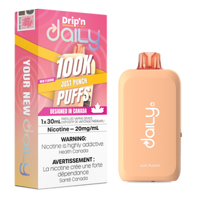 Drip’n Daily 30mL Disposable Just Punch disposable vape with 100,000 puffs and Eco Boost modes in Canada