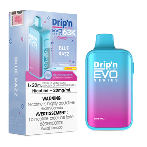 Drip’n by Envi EVO 63,000 puffs disposable vape BlueRazz- 20mL E-liquid - Nicotine Strength 20mg/mL 