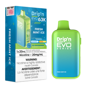 Drip’n by Envi EVO 63,000 puffs disposable vape Fresh Mint Ice- 20mL E-liquid - Nicotine Strength 20mg/mL