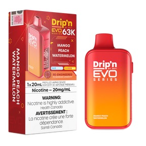 Drip’n by Envi EVO 63,000 puffs disposable vape Mango Peach Watermelon  20mL E-liquid - Nicotine Strength 20mg/mL