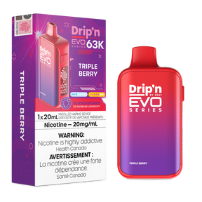 Drip’n by Envi EVO 63,000 puffs disposable vape Triple Berry - 20mL E-liquid - Nicotine Strength 20mg/mL
