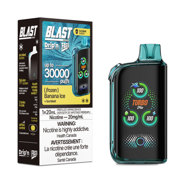 Drip'n By Envi FASTA Blast Series 30K Disposable Vapes - Banana Ice Flavor