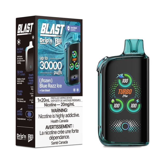 Drip'n By Envi FASTA Blast Series 30K Disposable Vapes - Blue Razz Ice Flavor