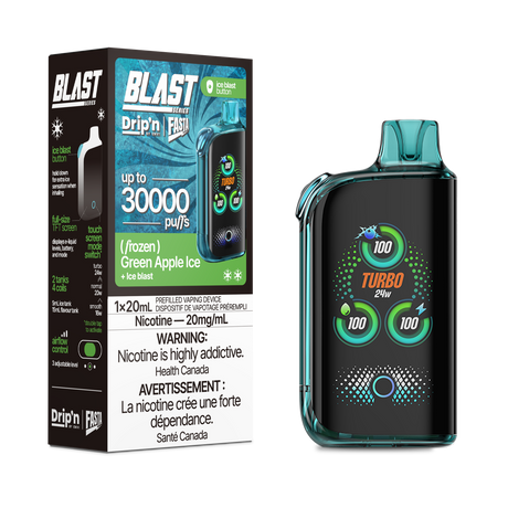 Drip'n By Envi FASTA Blast Series 30K Disposable Vapes - Green Apple Ice Flavor