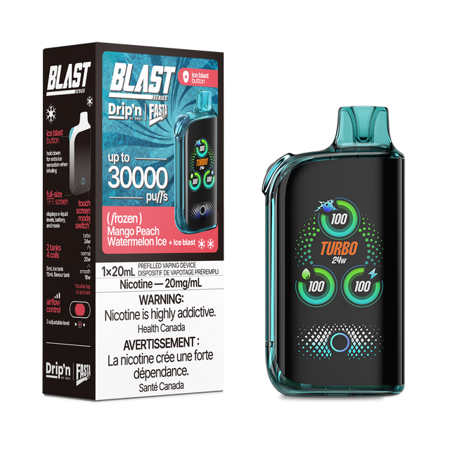 Drip'n By Envi FASTA Blast Series 30K Disposable Vapes - Mango Peach Watermelon Ice Flavor