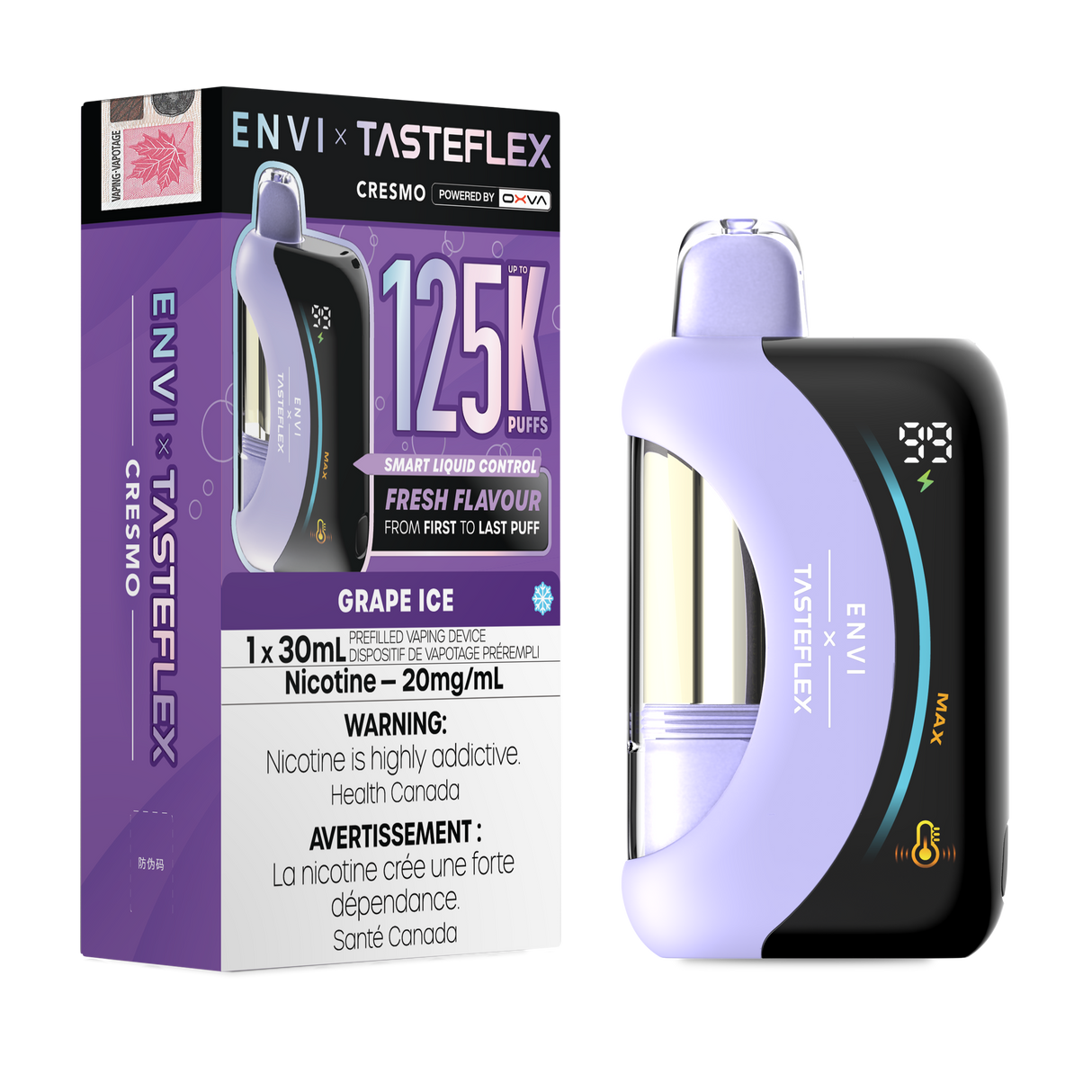 Grape Ice ENVI x TasteFlex Cresmo 125K 30mL disposable vape