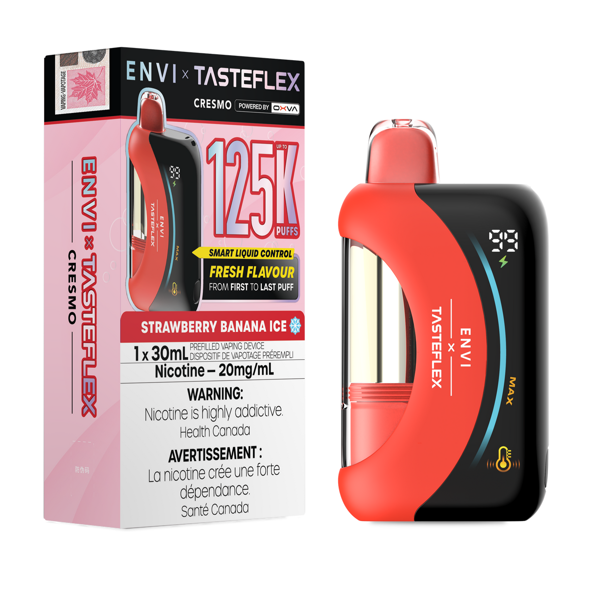 Strawberry Banana Ice ENVI x TasteFlex Cresmo 125K 30mL disposable vape