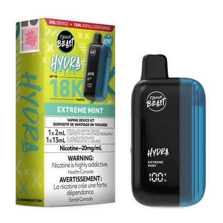 HYDRA by Flavour Beast Extreme Mint Disposable Vape with Bold Mint Flavor 18k puffs.