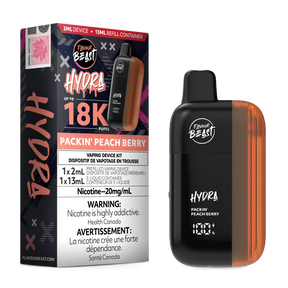 HYDRA by Flavour Beast Packin' Peach Berry Disposable Vape with Peach and Berry Flavours 18k puffs.