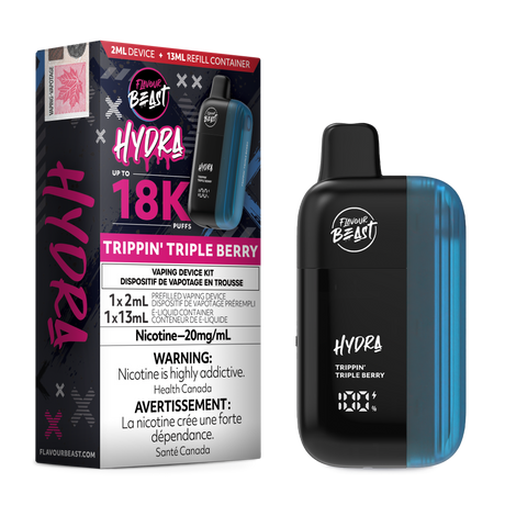 HYDRA by Flavour Beast Trippin' Triple Berry Disposable Vape with Berry Flavour Blend 18k puffs.