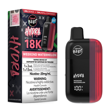 HYDRA by Flavour Beast Weekend Watermelon Disposable Vape with Fresh Watermelon Flavour 18k puffs.