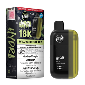HYDRA by Flavour Beast Wild White Grape Disposable Vape with Fresh White Grape Flavour 18k puffs.