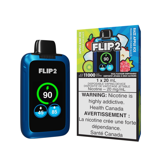 Apple Kiwi Ice and Razz Apple Ice FLIP 2 Disposable Vape 11000 Puffs by Flip Bar