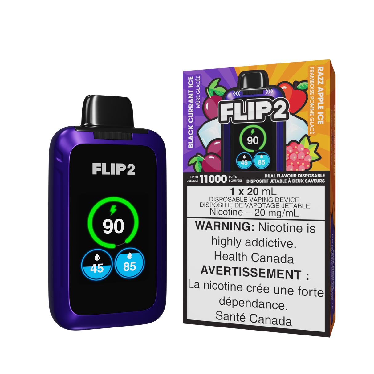 Flip 2 Disposable Vape - Black Currant Ice and Razz Apple Ice