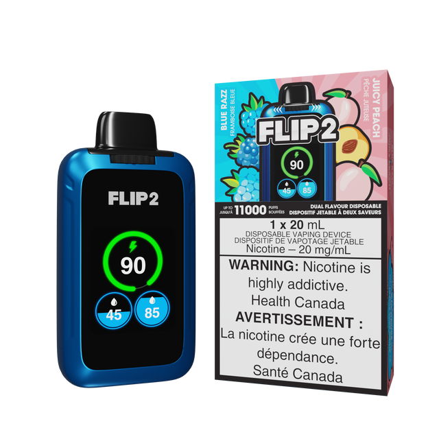 Blue Razz and Juicy Peach FLIP 2 Disposable Vape 11000 Puffs by Flip Bar